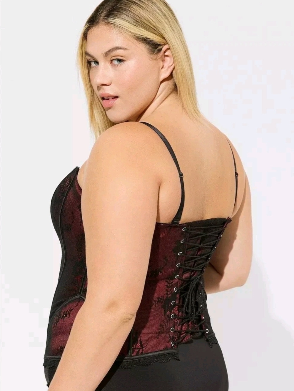 Torrid Mesh and Lace Strapless Corset Jester Red Size 4X WT - Picture 4 of 5